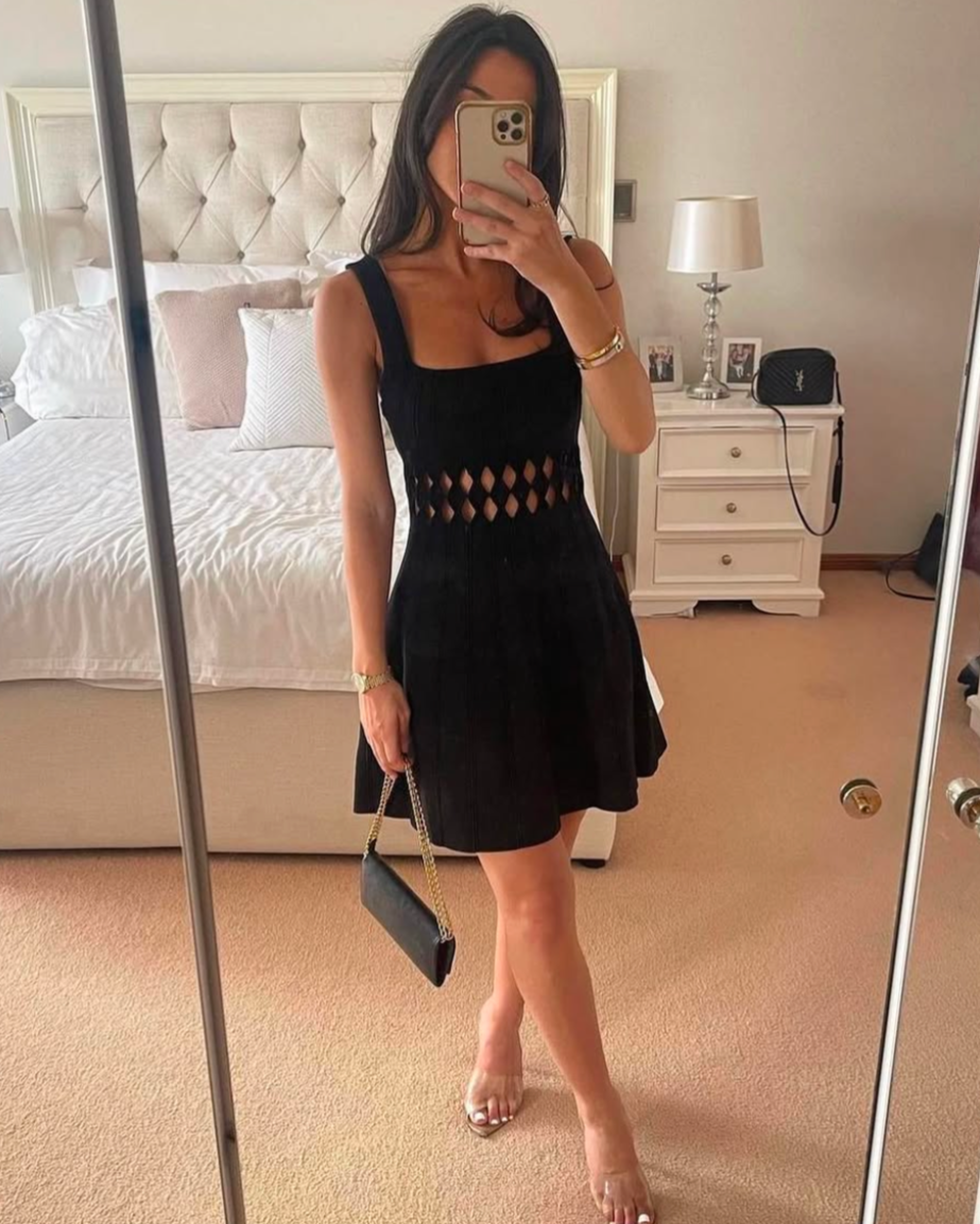 black mini dresser Aje Black Polk Dot Mini Dress with Puffy Sleeve 6 – 1132Consignment