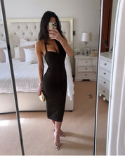 House of CB Chocolat Halter Midi Bandage Dress
