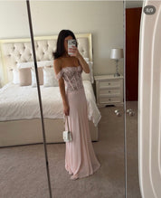 House of CB Nerina Pink Lace + Georgette Corset Maxi Dress