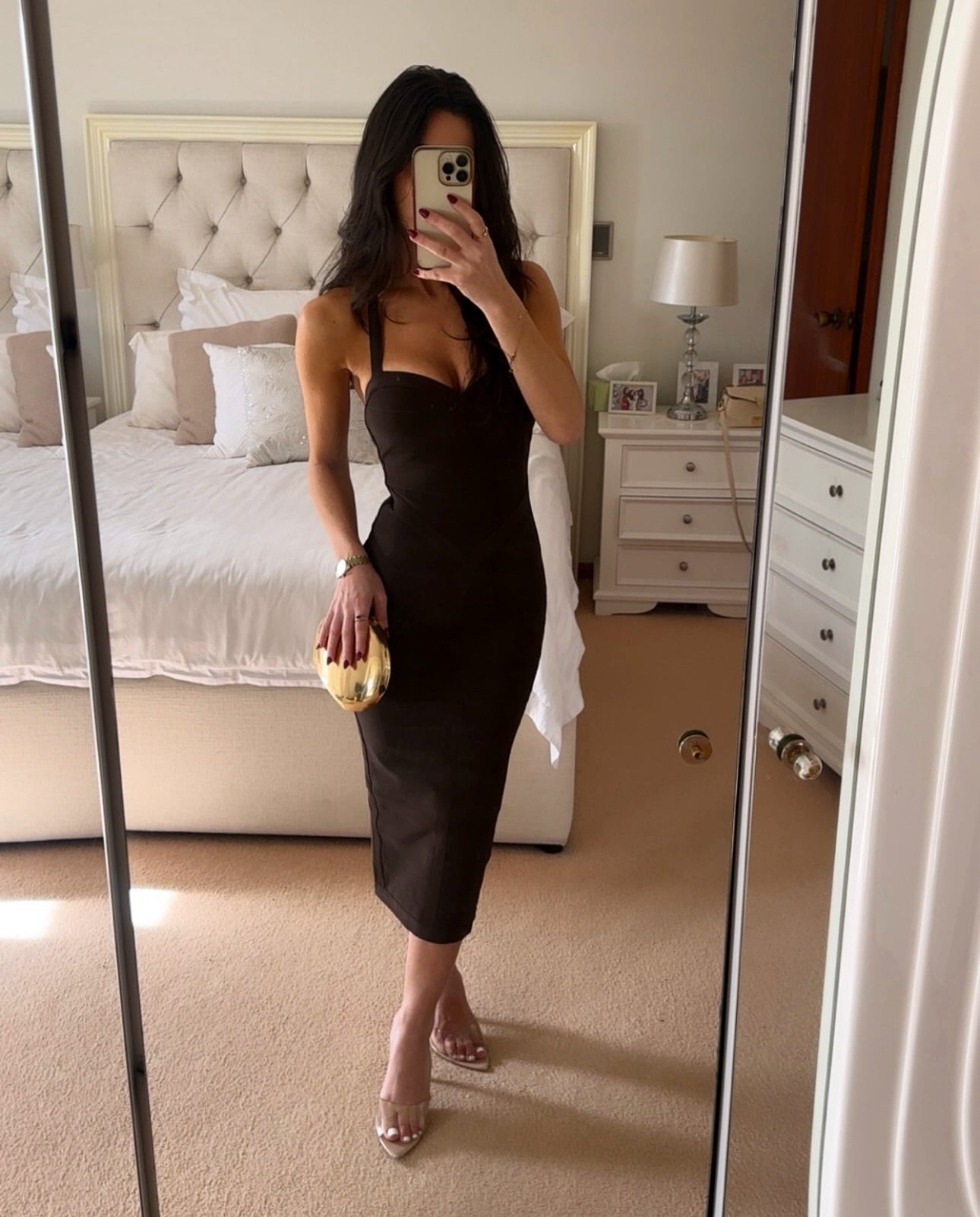 House of CB Chocolat Halter Midi Bandage Dress