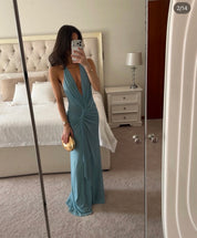 Bec & Bridge Xanthi V Neck Maxi Dress Bermuda Blue