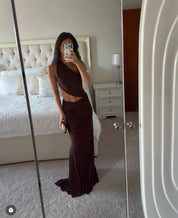 Natalie Rolt Odette gown espresso