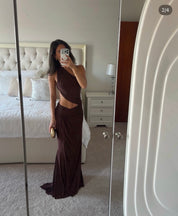Natalie Rolt Odette gown espresso
