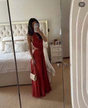 Zimmerman INDRA PLUNGE HALTER MAXI DRESS Red