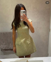 Odd Muse Tweed Cap Sleeve Mini Dress