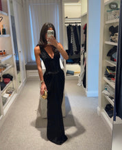 House of CB Black Satin Hourglass Maxi Dress