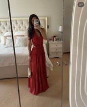 Zimmerman INDRA PLUNGE HALTER MAXI DRESS Red