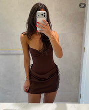 Natalie Rolt Verity Top with Evelyn Mini skirt in espresso