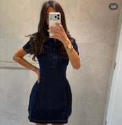 Odd Muse- The Ultimate Muse Denim Collared Mini Dress Blue