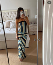 Benni Rumi Strapless Maxi Dress Ocean Stripe