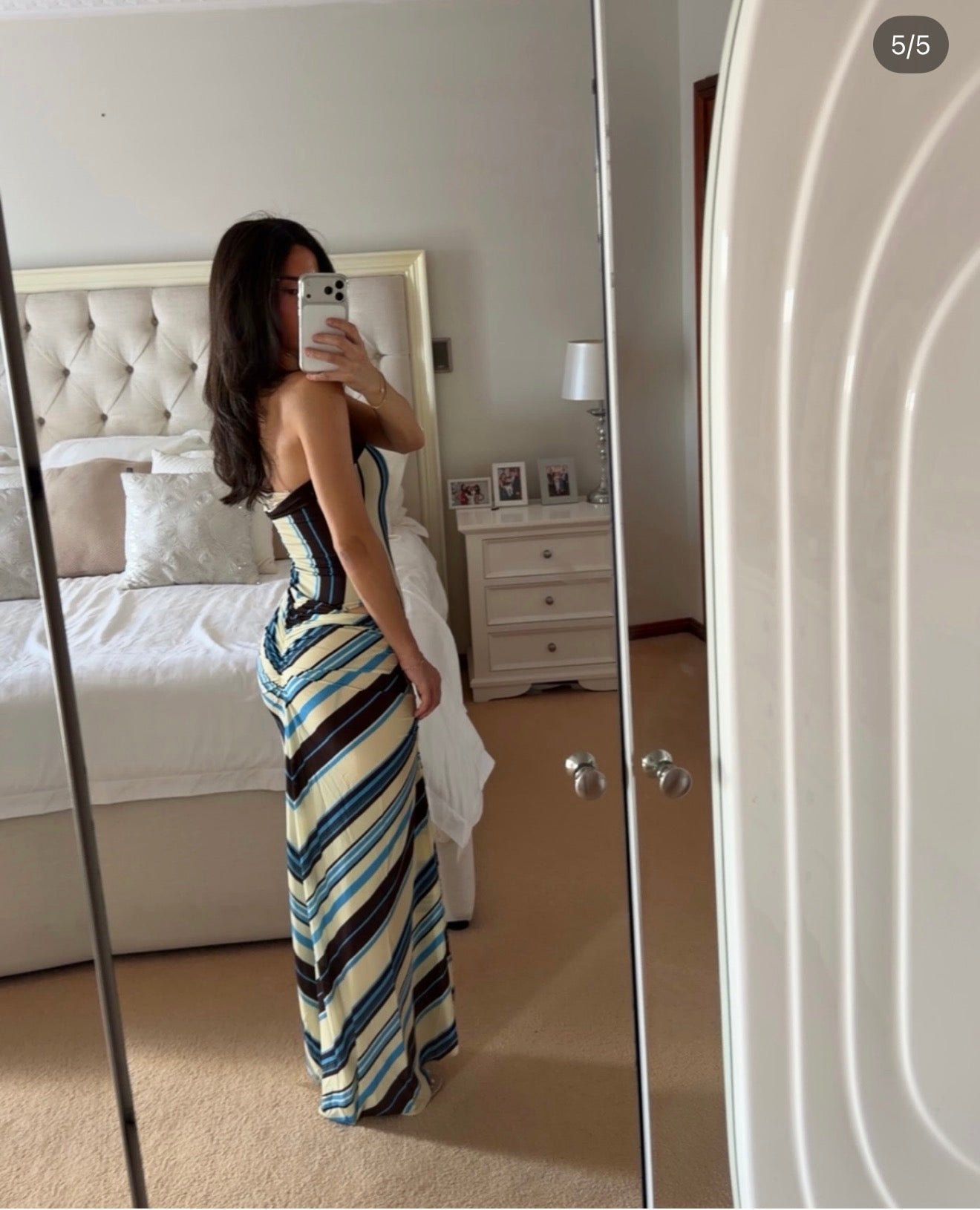 Benni Rumi Strapless Maxi Dress Ocean Stripe