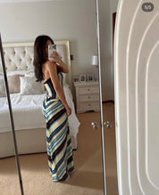 Benni Rumi Strapless Maxi Dress Ocean Stripe