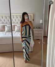 Benni Rumi Strapless Maxi Dress Ocean Stripe