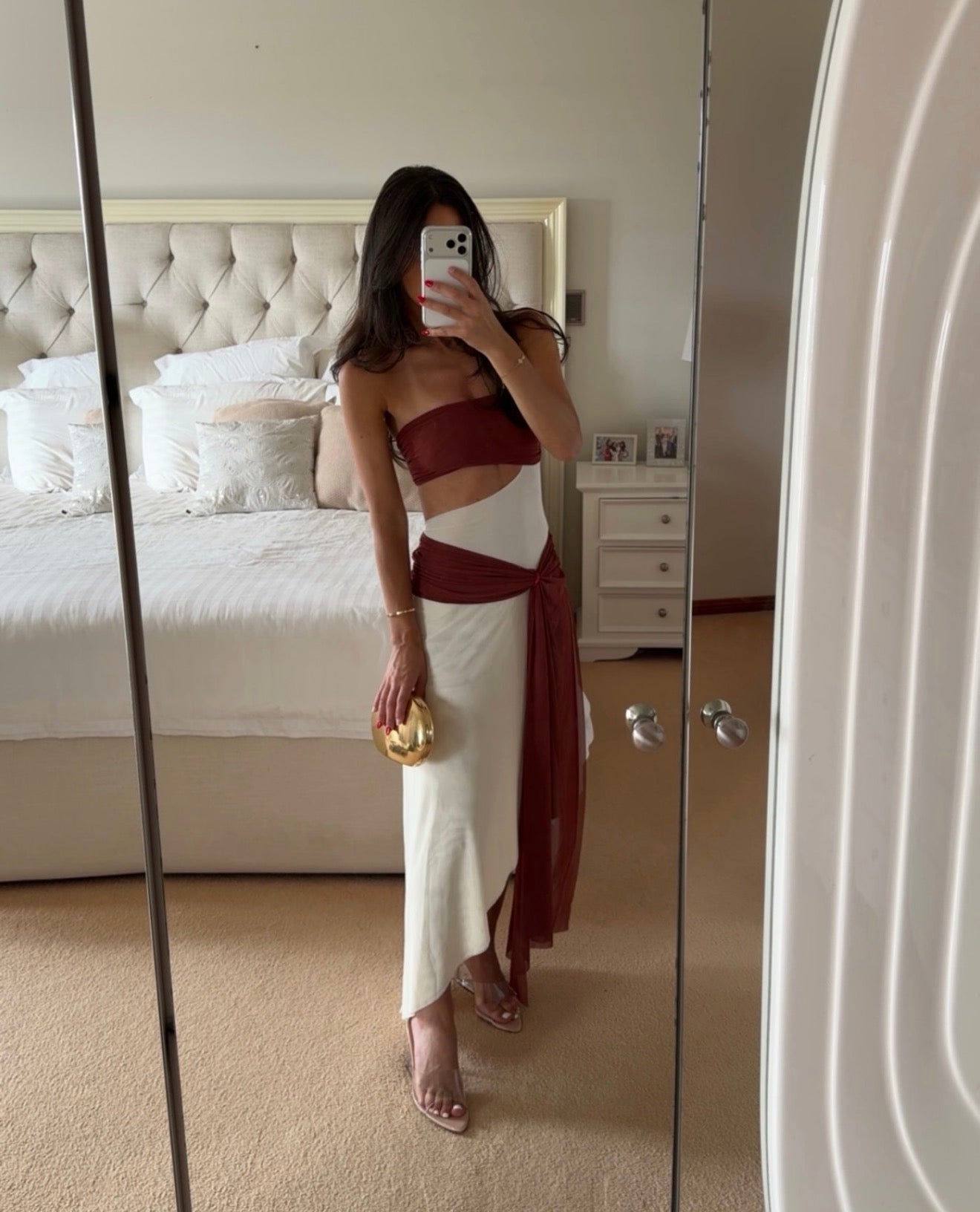 Bec & Bridge Ayla Strapless Dress Rust/Butter Cream