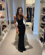 House of CB Black Satin Hourglass Maxi Dress