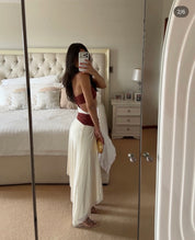 Bec & Bridge Ayla Strapless Dress Rust/Butter Cream