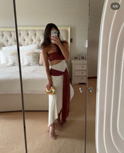 Bec & Bridge Ayla Strapless Dress Rust/Butter Cream