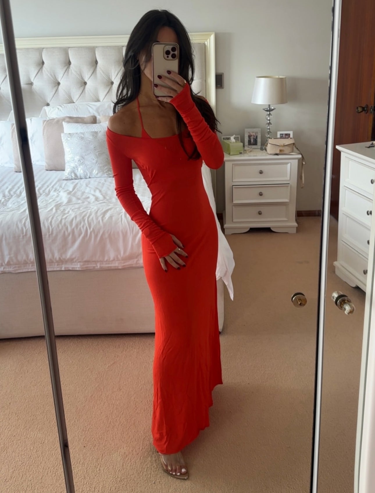 sir valejo halter dress Valejo Halter knit maxi dress in orange - SIR