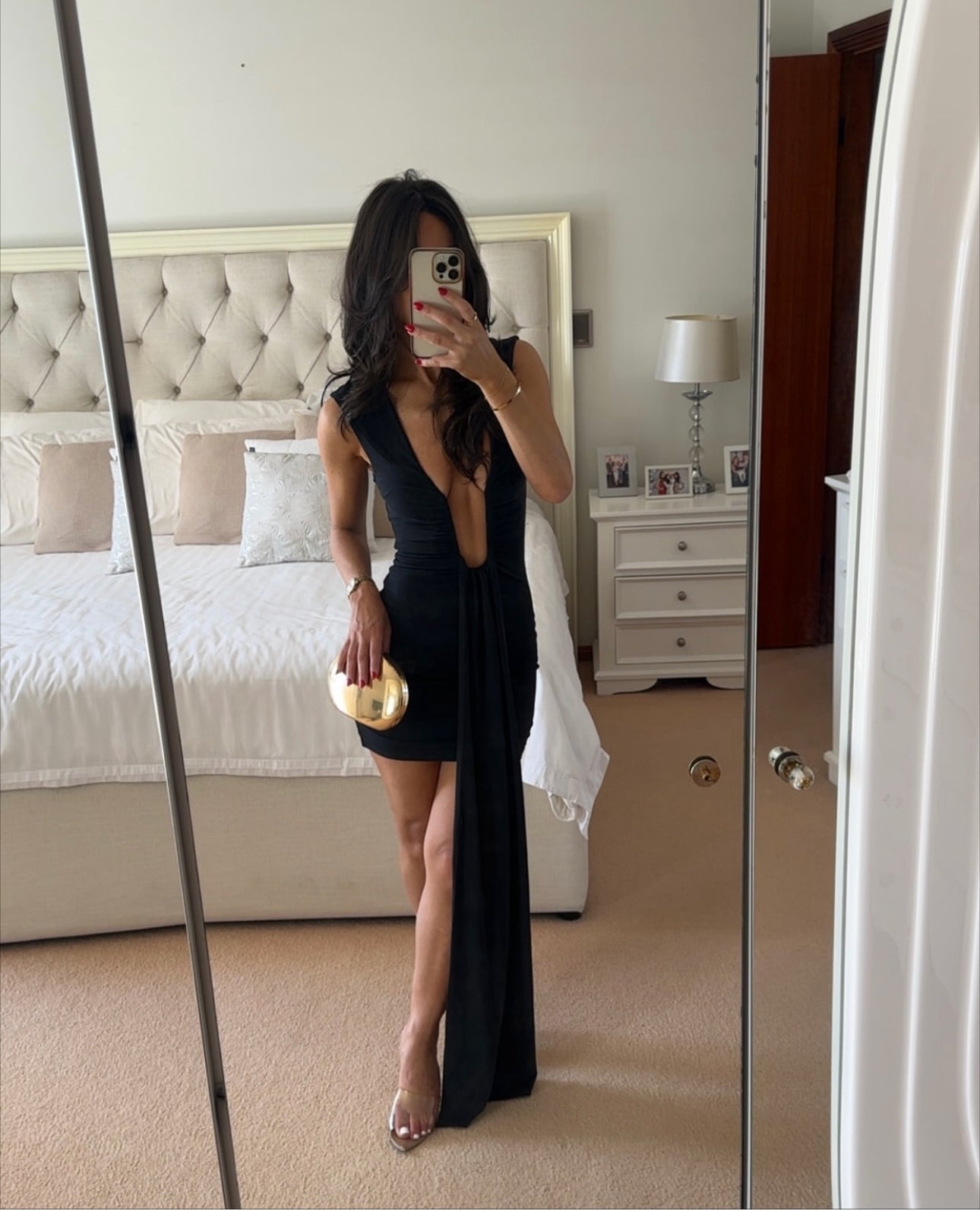 MISHA Jennifer Cupro Mini Dress in Black