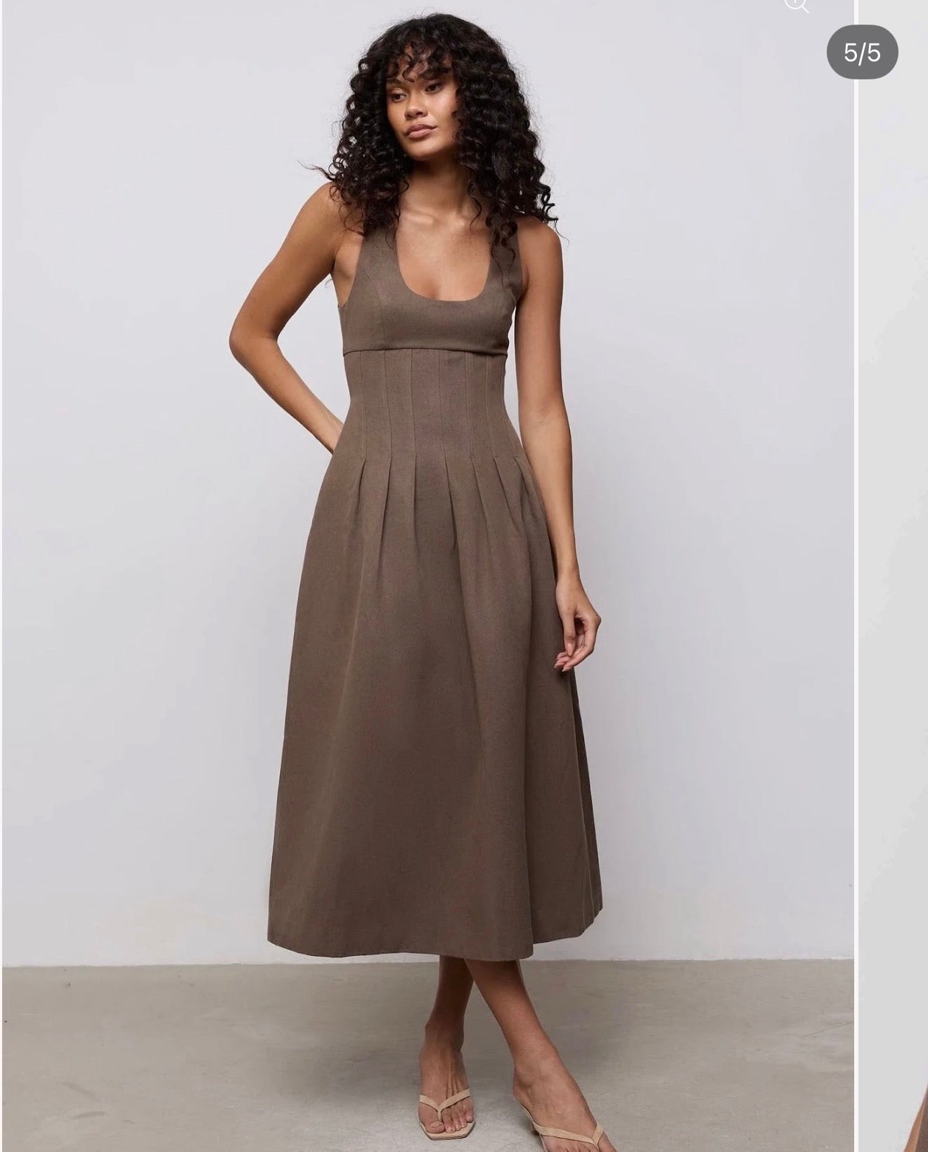 Odd Muse- Cotton Mix Cinched Midi Dress