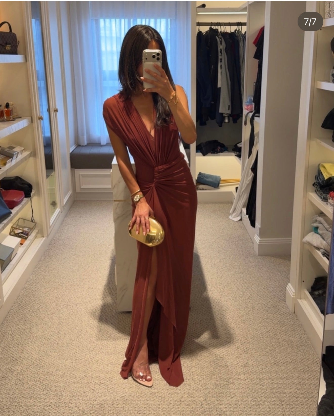 Bec & Bridge Leia Drape Maxi Dress Rust