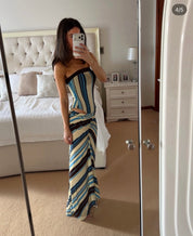 Benni Rumi Strapless Maxi Dress Ocean Stripe