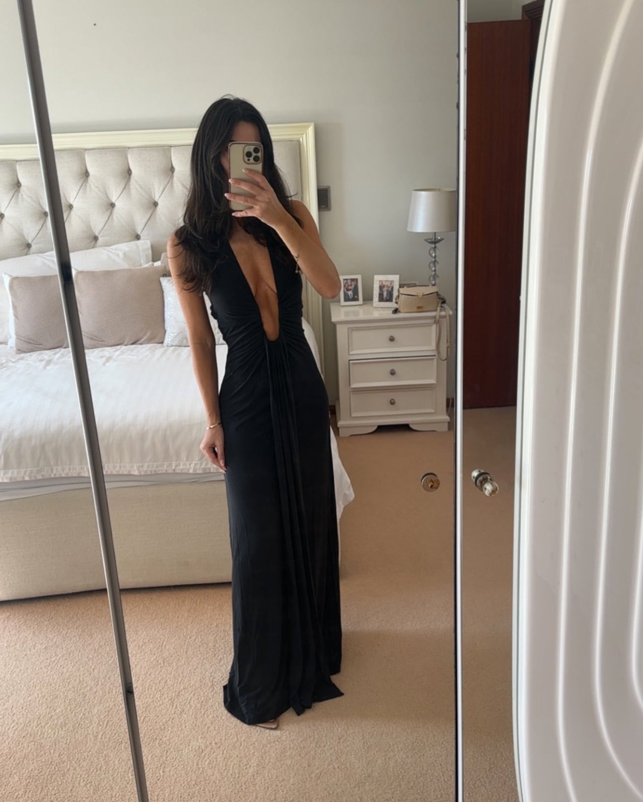 Misha Jennifer Cupro Maxi Dress Black
