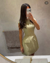 Odd Muse Tweed Cap Sleeve Mini Dress