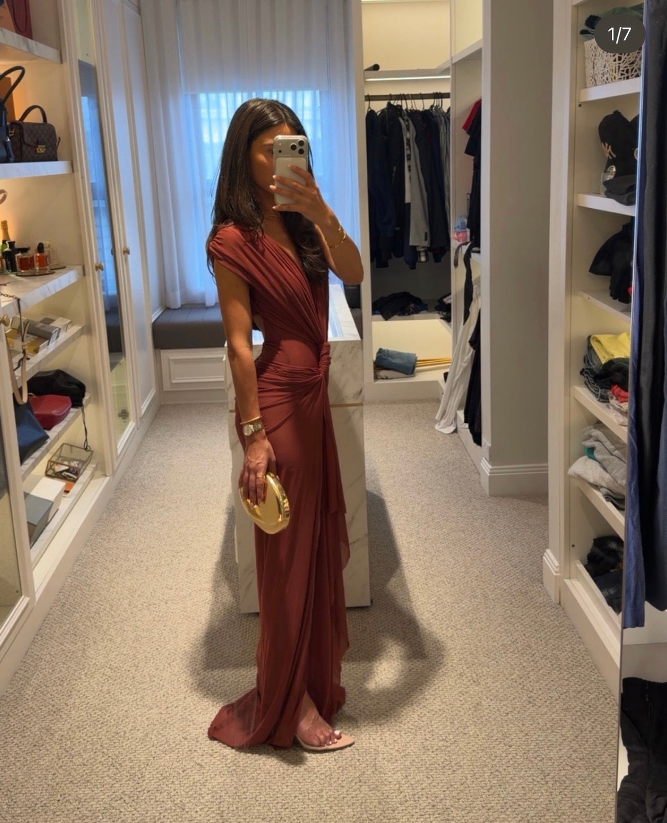 Bec & Bridge Leia Drape Maxi Dress Rust