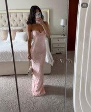 House of CB LUCIENNE Pink Lace Maxi Dress