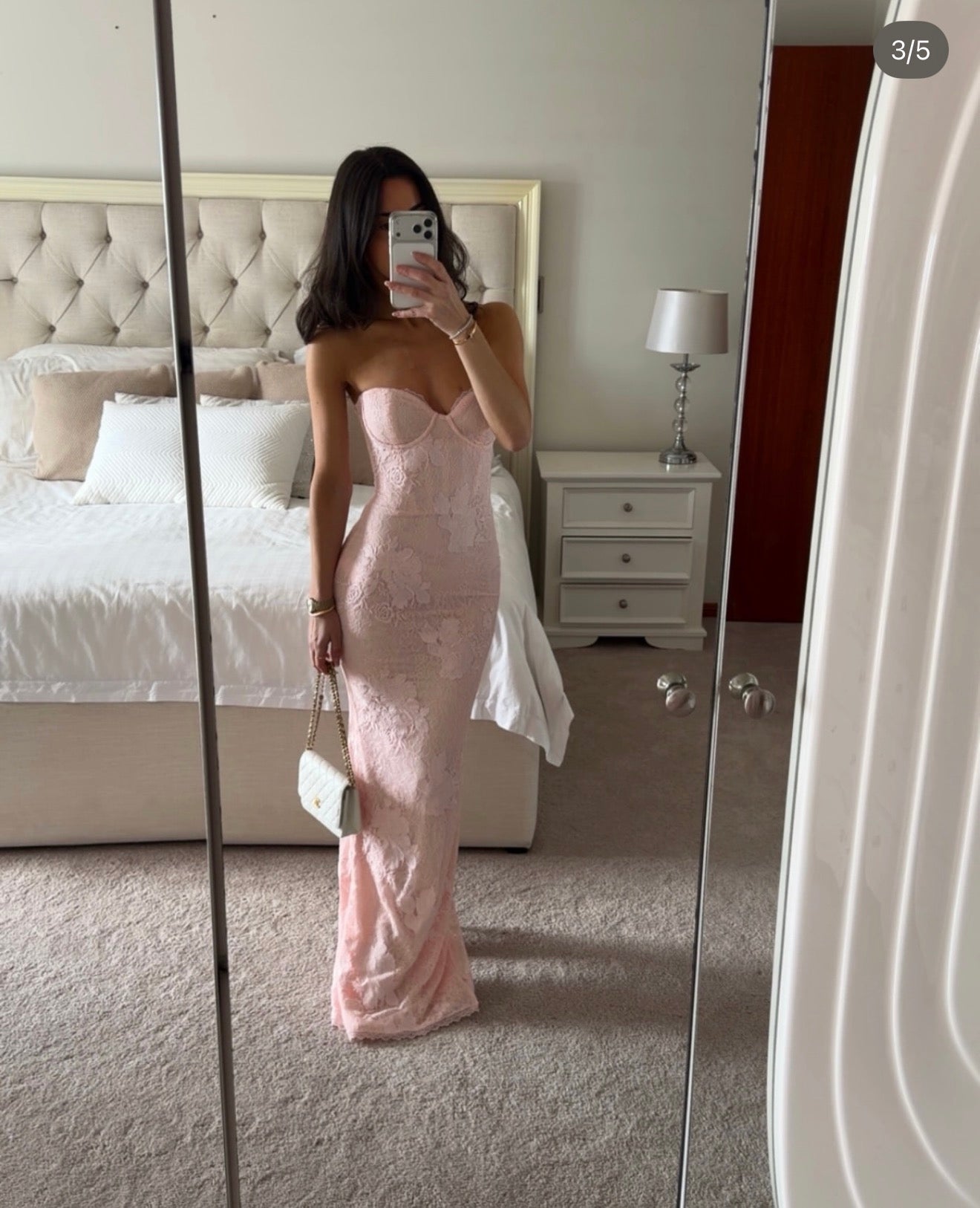 House of CB LUCIENNE Pink Lace Maxi Dress