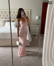 House of CB LUCIENNE Pink Lace Maxi Dress