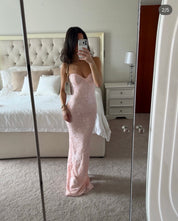 House of CB LUCIENNE Pink Lace Maxi Dress