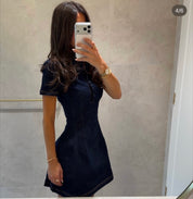 Odd Muse- The Ultimate Muse Denim Collared Mini Dress Blue