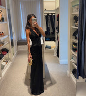 House of CB Black Satin Hourglass Maxi Dress