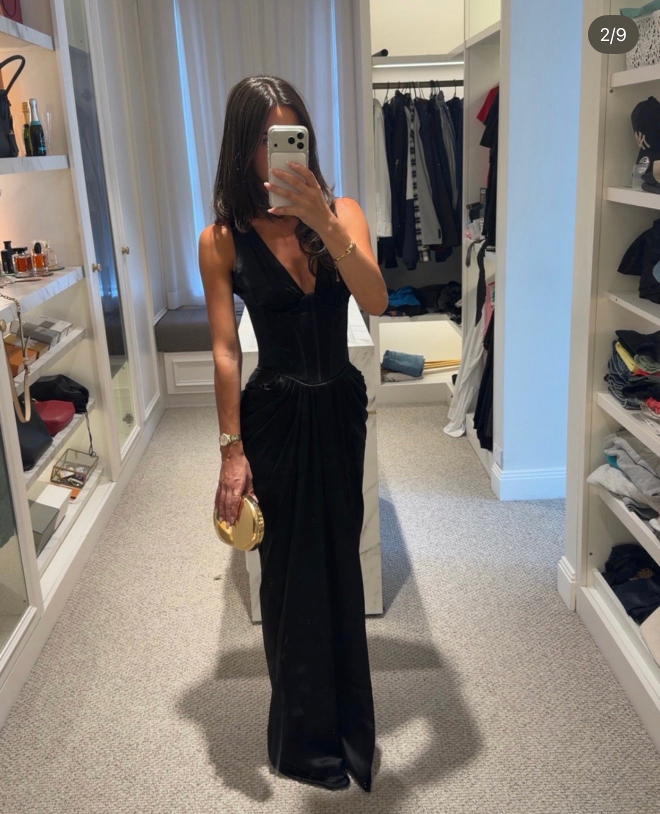 House of CB Black Satin Hourglass Maxi Dress