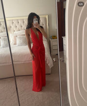 Bec & Bridge Xanthi V Neck Maxi Dress Flame