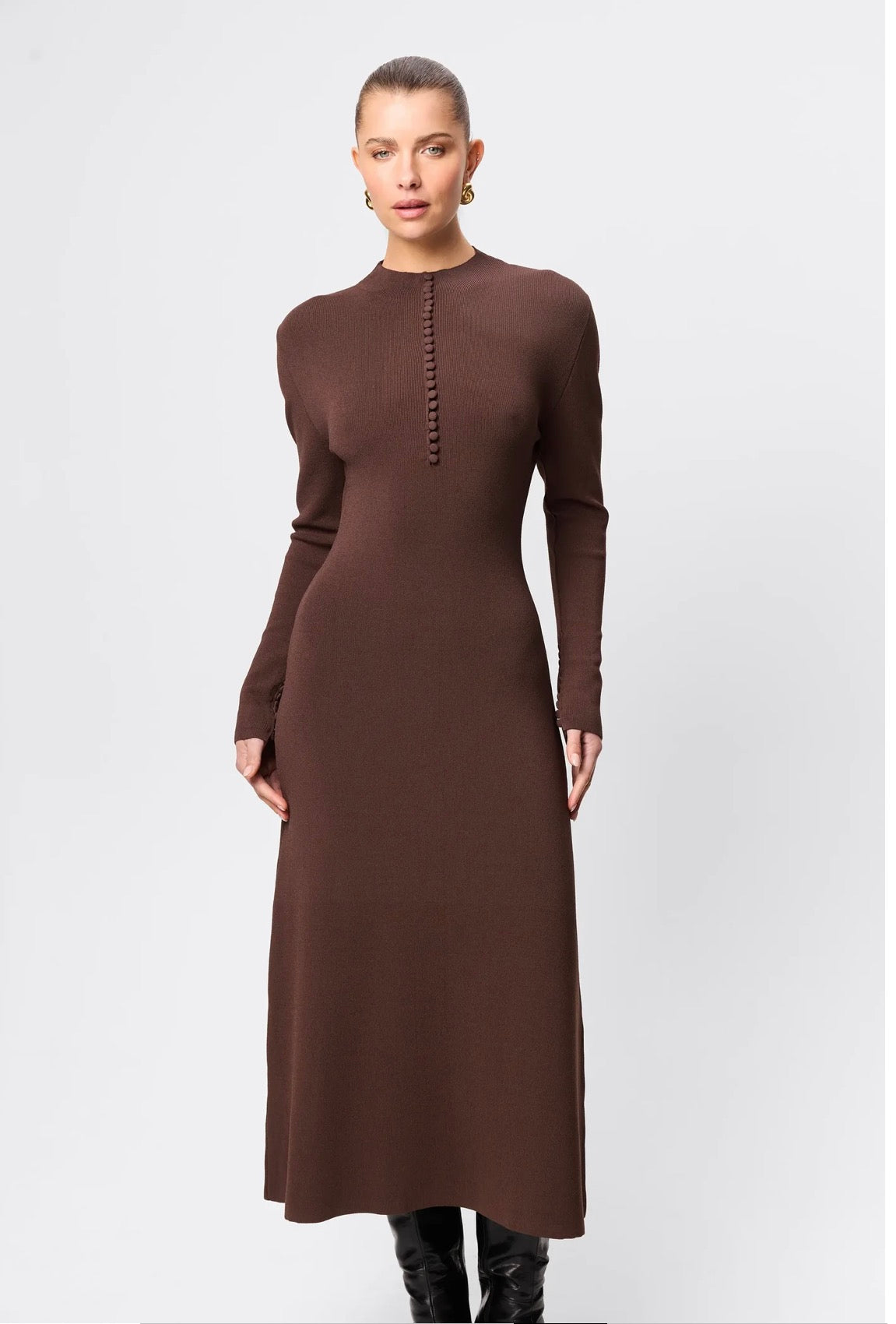 Mossman Windsor Midi Dress in Brown