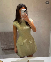 Odd Muse Tweed Cap Sleeve Mini Dress