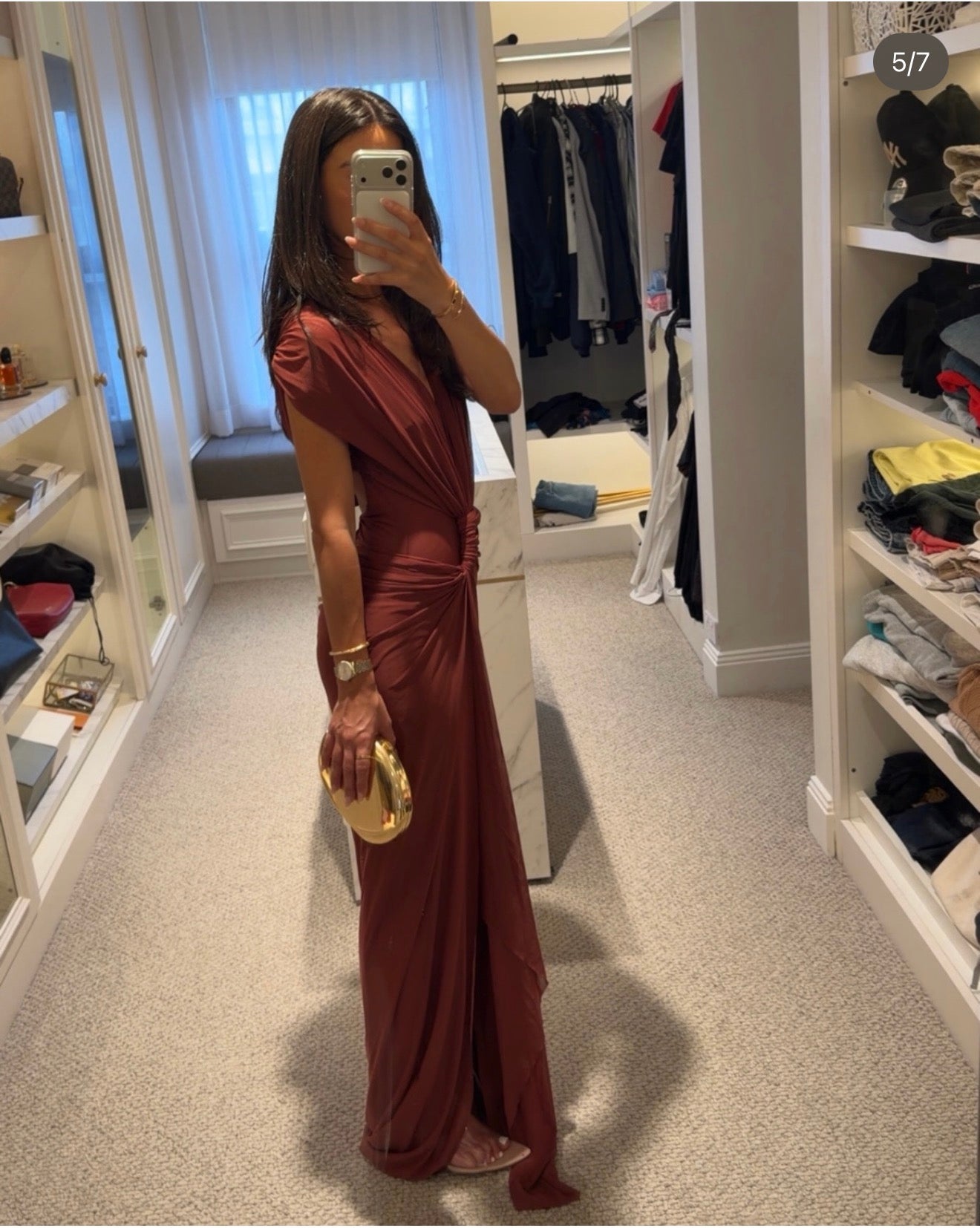 Bec & Bridge Leia Drape Maxi Dress Rust