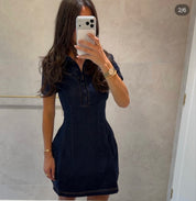Odd Muse- The Ultimate Muse Denim Collared Mini Dress Blue