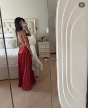 Zimmerman INDRA PLUNGE HALTER MAXI DRESS Red