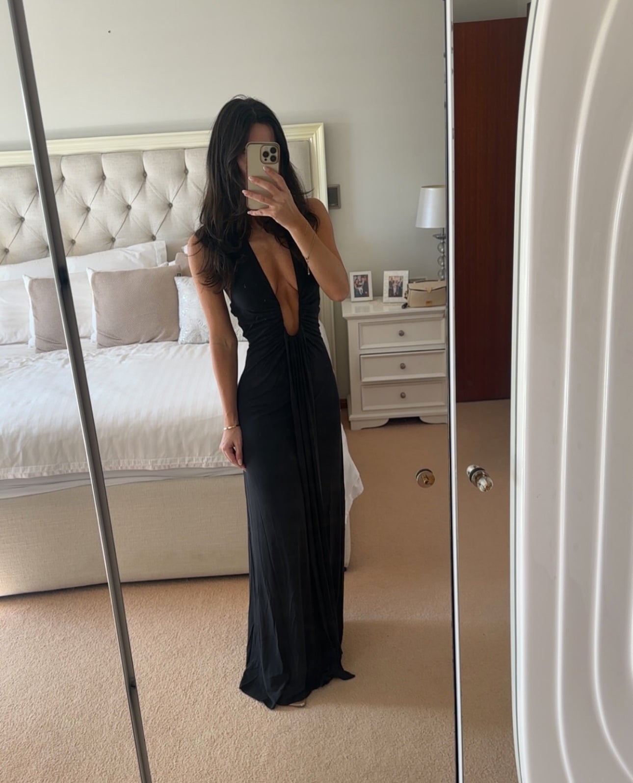 Misha Jennifer Cupro Maxi Dress Black