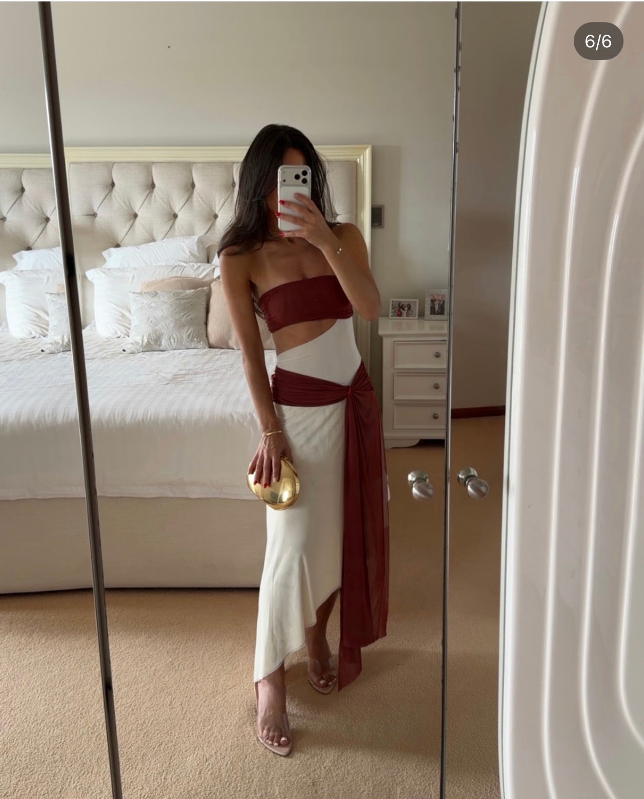 Bec & Bridge Ayla Strapless Dress Rust/Butter Cream