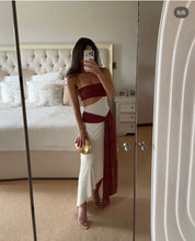 Bec & Bridge Ayla Strapless Dress Rust/Butter Cream