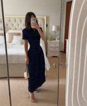 Odd Muse The Ultimate Muse Denim Collared Midi Dress Blue