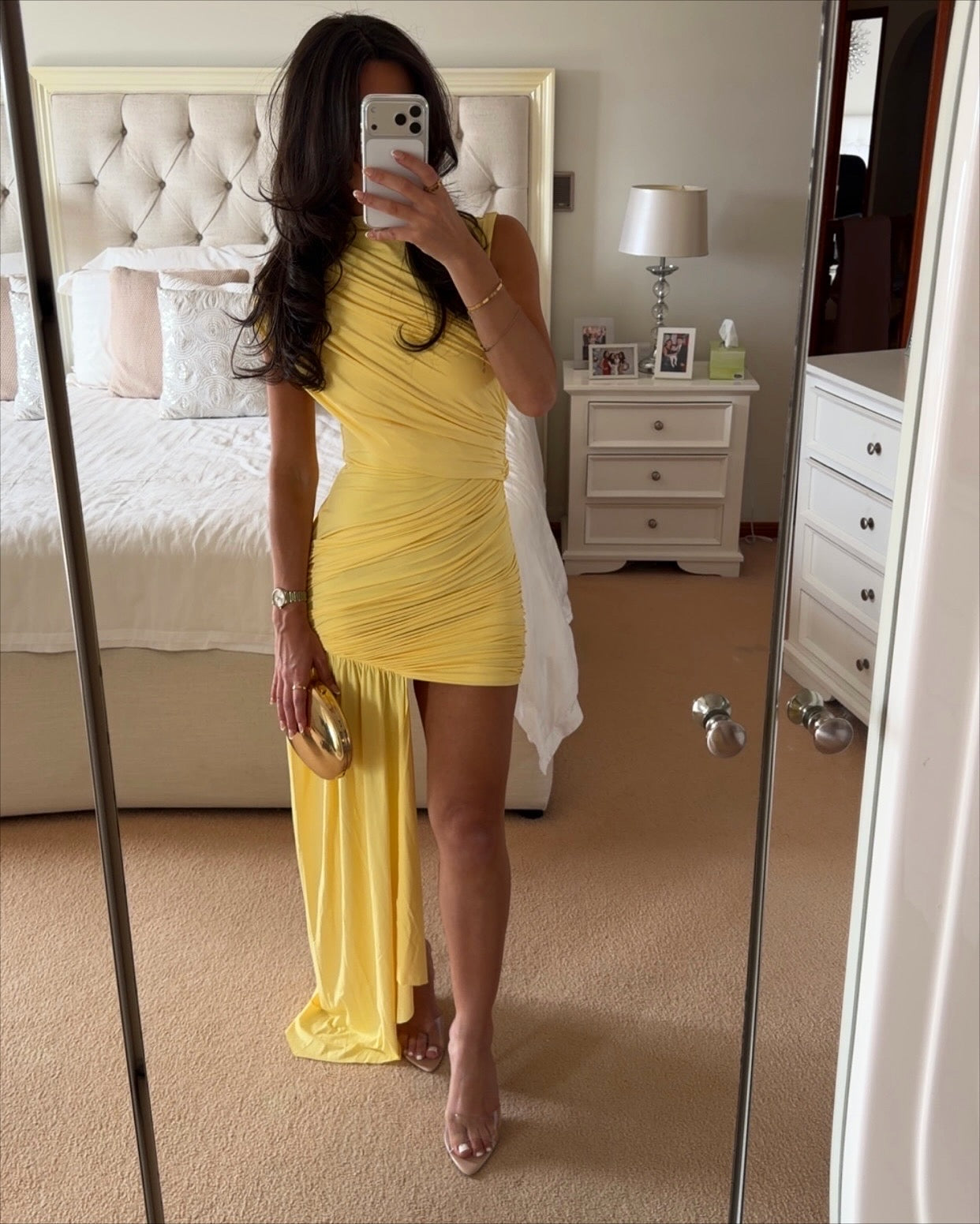 De La Vali - RAVENNA MINI DRESS IN BABY YELLOW JERSEY