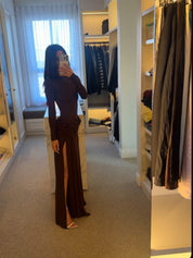 Sneaky link Ella Squire Long Sleeve Maxi Dress Chocolate