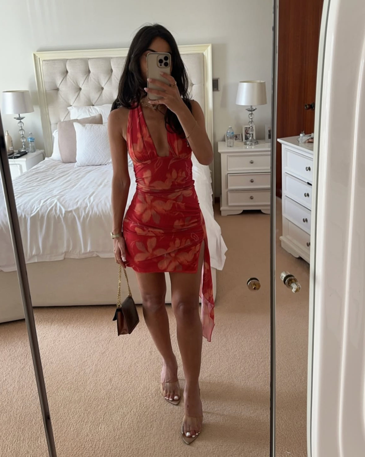 benni red mini dress Benni Nico Off Shoulder Mini Dress